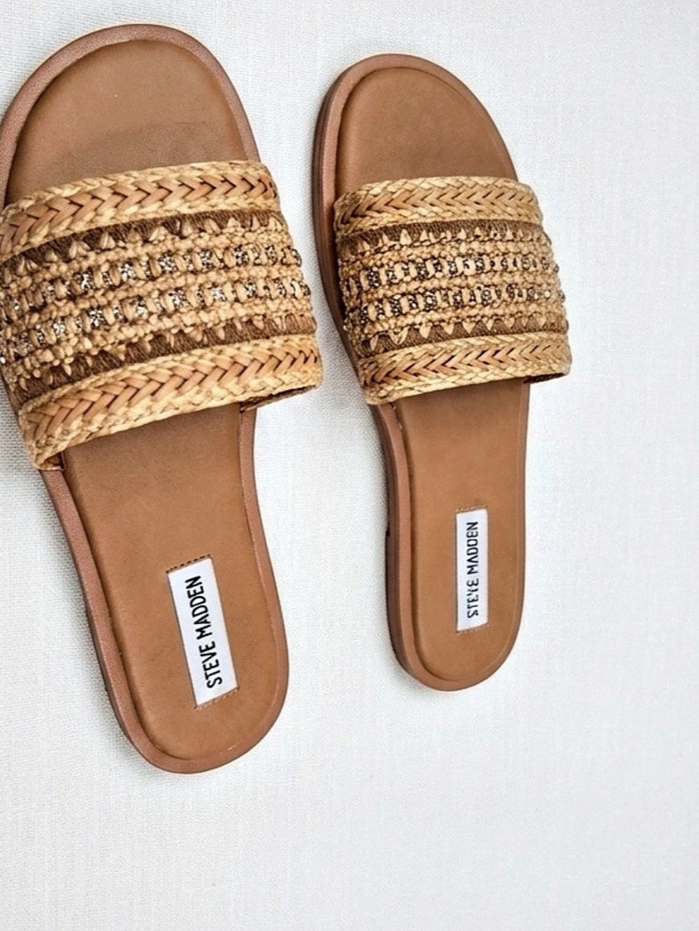 Steve Madden Jessica Rich x Steve Madden Starlight Raffia Slide Sandals size 9